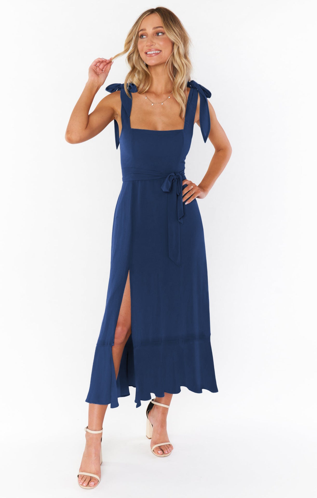 Lace-Up Ruffle Beach Dress