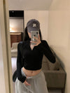 Women's Korean-style Half Turtleneck Gray Liner Outerwear T-shirt Top