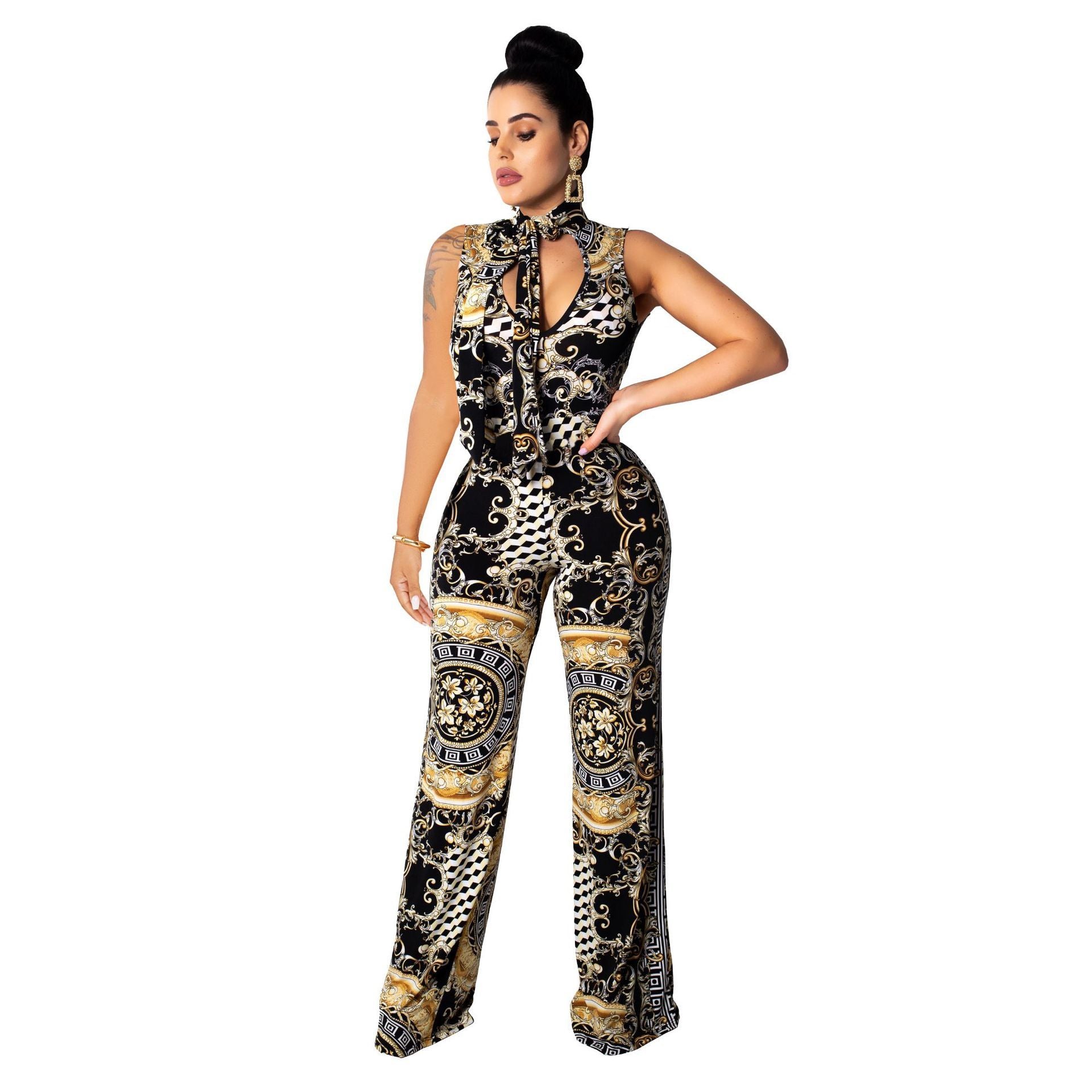 Printed Sleeveless Jumpsuit