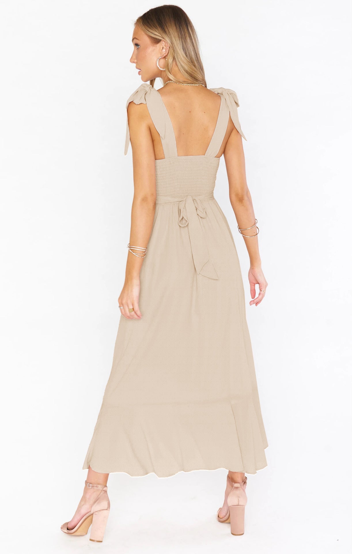 Lace-Up Ruffle Beach Dress