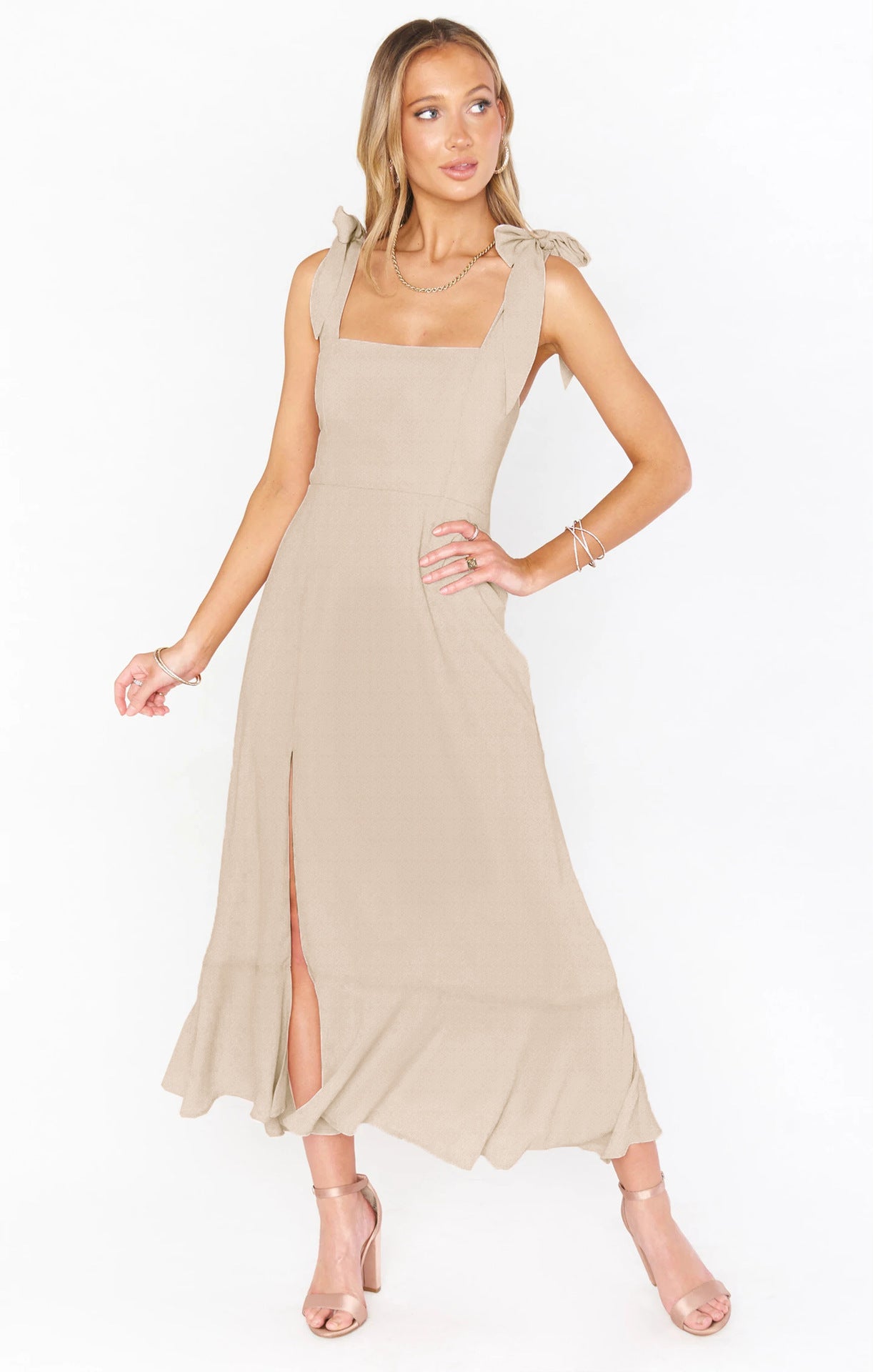 Lace-Up Ruffle Beach Dress