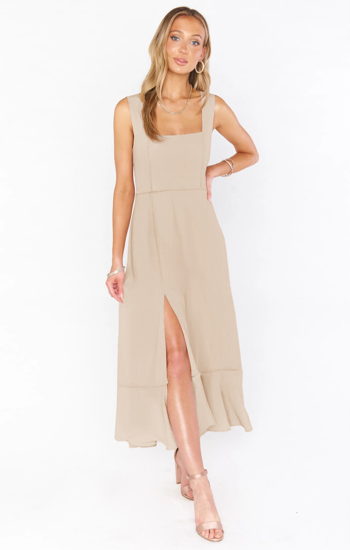 Lace-Up Ruffle Beach Dress