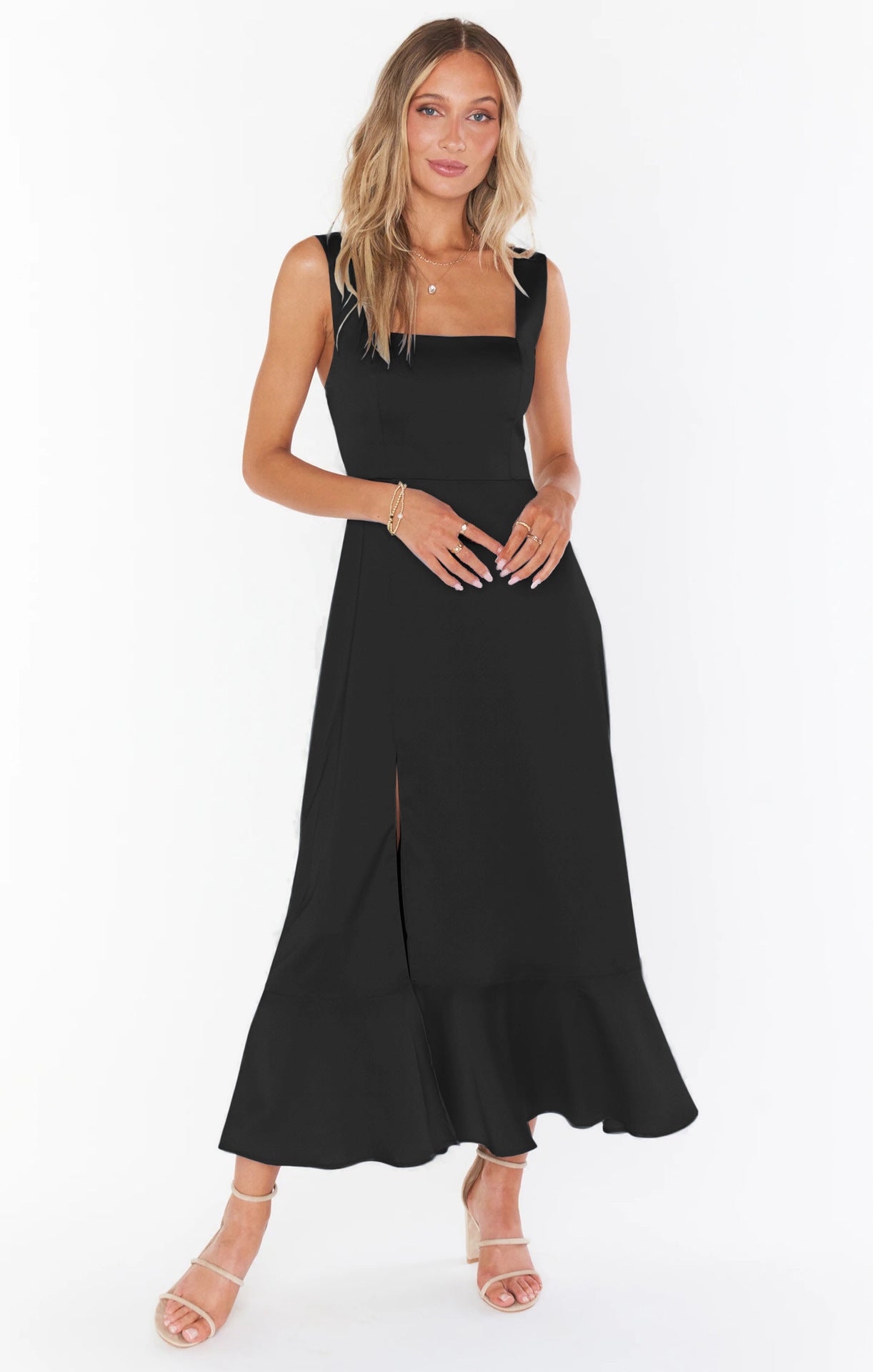 Lace-Up Ruffle Beach Dress