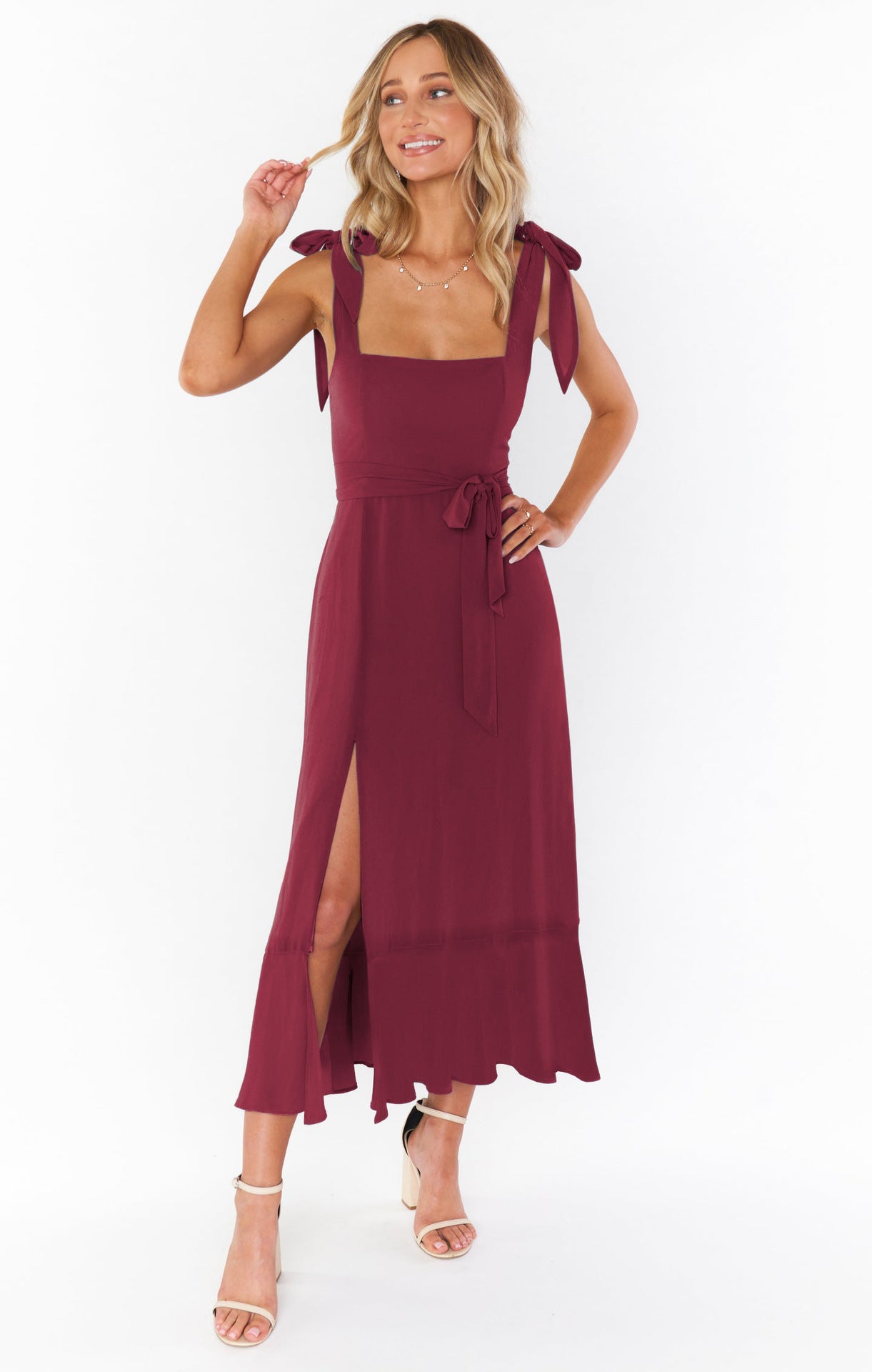 Lace-Up Ruffle Beach Dress